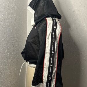 Champion mesh workout hoodie with zipper side sleeves and adjustable waist